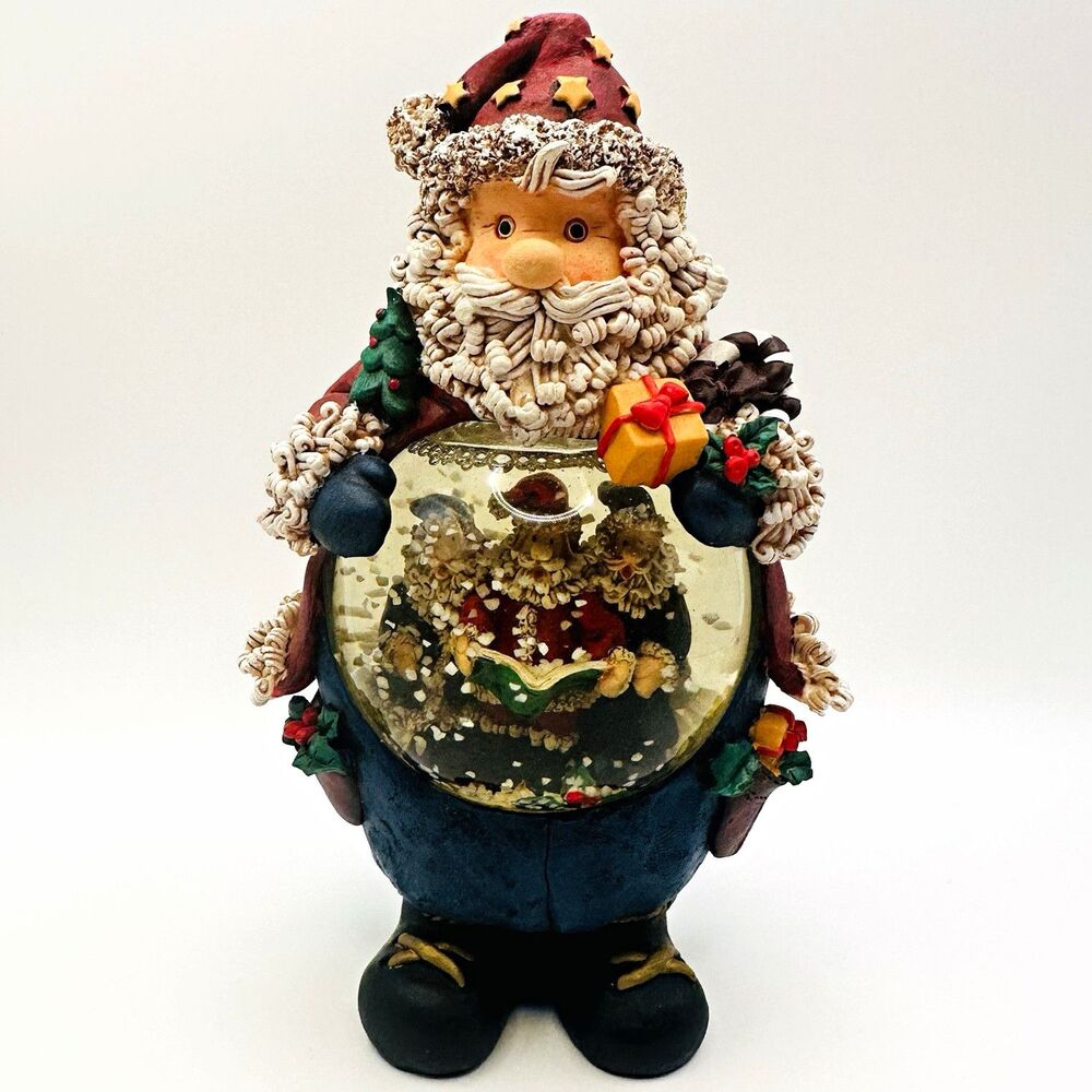 World Showcase "W" Santa Waterball Christmas Snow Globe Figurine Vtg In Box